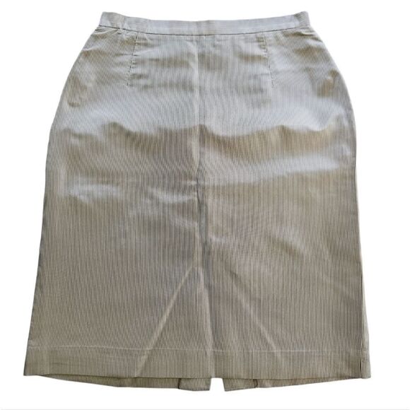 Vintage Carolina Herrera 100% Silk Pinstripe 2 Piece Power Suit Skirt Blazer 10 - Picture 5 of 15